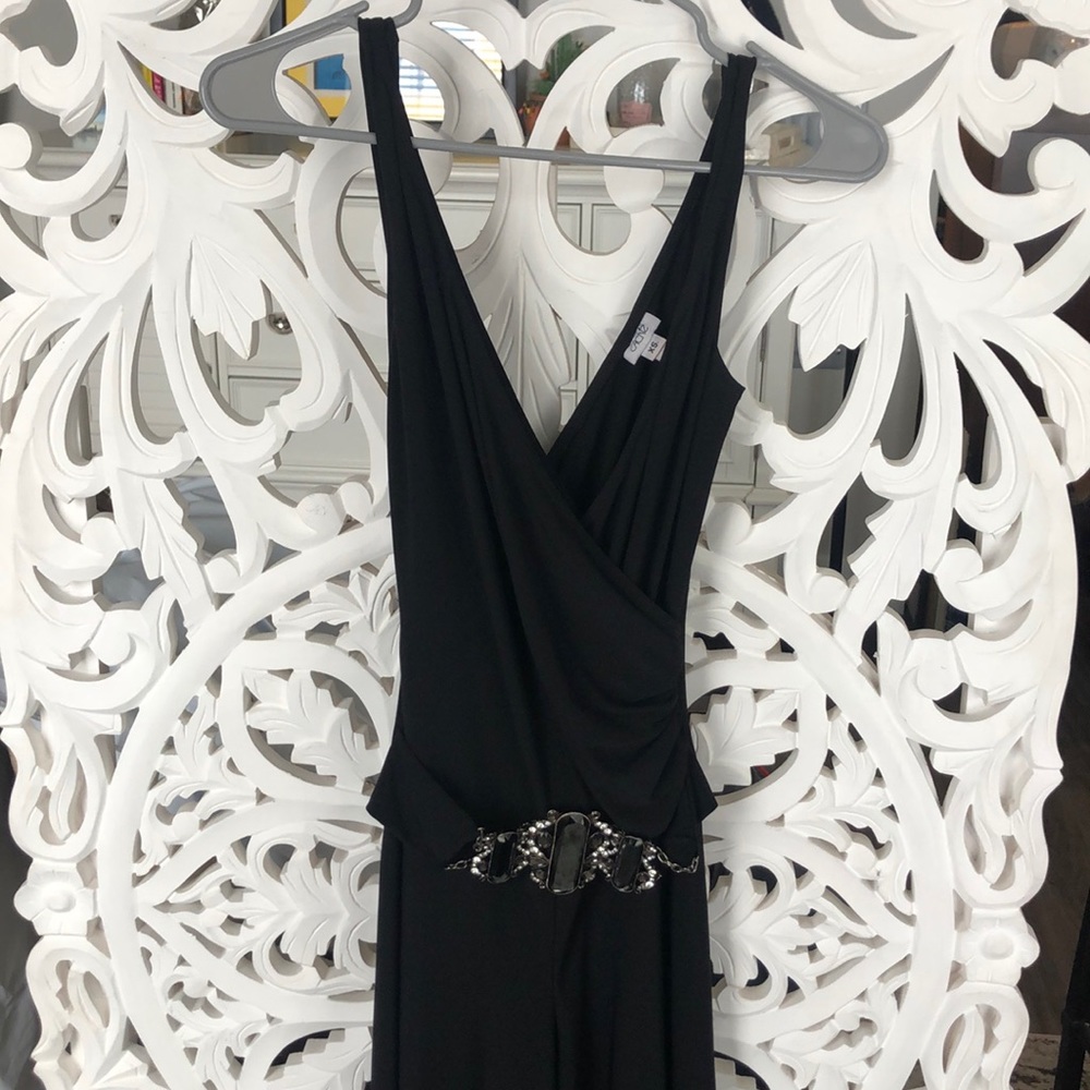 Formal jumpsuit with jewel belt